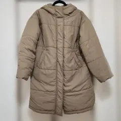 ベージュ フード付き 中綿ジャケット 中綿コート