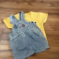 FLORIDAプリントTシャツとデニムオーバーオールセット