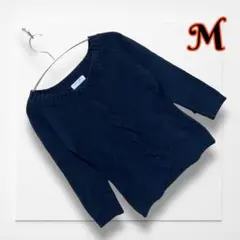 組曲☆オンワード樫山 Vネック長袖ニットセーター《M》ネイビーブラック