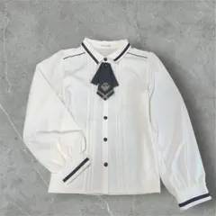 【axes femme】タイ付き ピンタックブラウス Mサイズ アイボリー