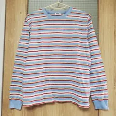 オールドUNIQLO キッズ150cm カラフルボーダー長袖ロンT トップス