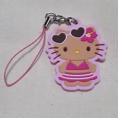 ハローキティ 【日焼け】【ラバーストラップ】【ピンク】