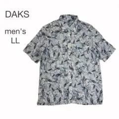 DAKS メンズ シャツ 半袖 LL ブルー系 花柄 リネン混 オンワード樫山のサムネイル