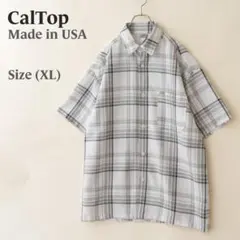 90s USA製✨️ CalTop キャルトップ チェック半袖シャツ XLのサムネイル