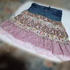 デニムフリルフレアスカート ウエスト61cm