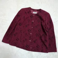 VINVERT バンベール 三陽商会 花柄 ノーカラージャケット ボルドー 13