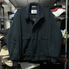 レトロ古着 短丈 ピーチスキン スイングトップ ハリントンジャケット 黒 L