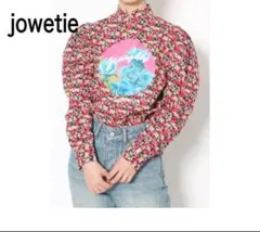 美品jowetie フラワープリント ボリュームスリーブチャイナカラー長袖シャツ