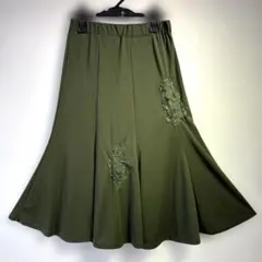 6283★M 緑 レースモチーフ スカート 社交ダンス