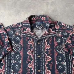 ラルフローレン VintageCamp 開襟シャツ バンダナ柄 ペイズリー柄 L