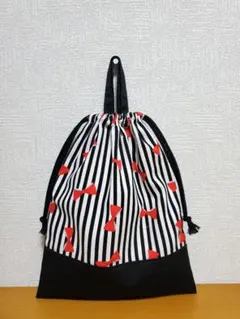 花柄＆リボンの体操着袋(着替え袋)：ピンク ｜サイズ変更対応 | iichi