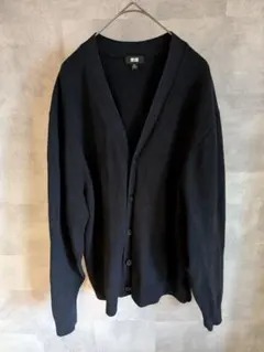 ユニクロ　UNIQLO　ウォッシャブルミラノリブVネックカーディガン　ネイビー