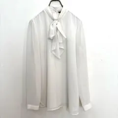 ZARAザラ TrafalucトラファルックL ホワイトボータイシフォンブラウス