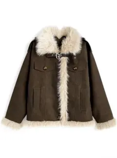 GRL 襟2Wayファーレザージャケット gc321 ブラウン