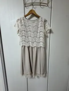 ローズティアラ46サイズ お花レース装飾バックリボンチュニック新品 