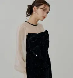 chico ベロアリボンオケージョンドレス