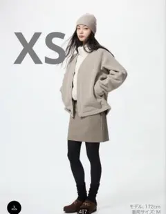 ユニクロ NEEDLES フリースオーバーサイズカーディガン　ベージュ　XS