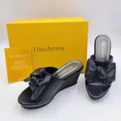 未使用品.箱.説明書付✨ヒルズアヴェニュー厚底リボンミュールサンダル23.5黒