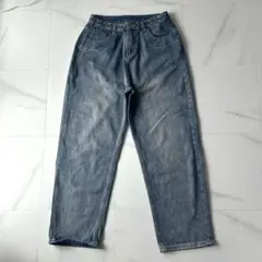 ライトブルー デニム ストレート ジーンズ ウエスト調整可能 Y2K