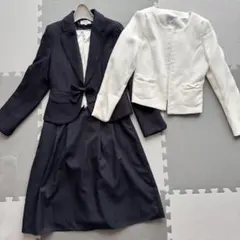 レディースセレモニースーツ3点セット（ジャケット紺・白、ワンピース）　卒業入学