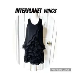 ◎INTERPLANET WINGS ブラック ノースリーブ ワンピース 38のサムネイル