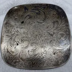 アンティーク 豪華彫刻 シルバープレート トレイ イギリス製 2枚セット 