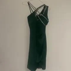 ダークグリーン タイトフィットミニドレス