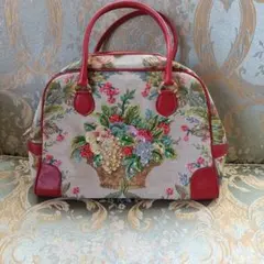 シンクビー！♪花のバスケット刺繍ハンドバッグ