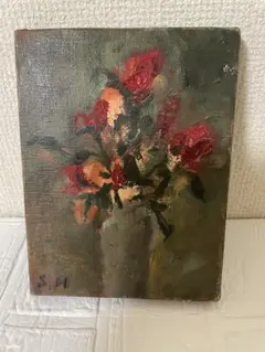 antique油彩画 F4バラ 油絵 絵画 ヴィンテージ アンティーク薔薇 額装 antique油彩画 F4バラ 油絵 絵画 ヴィンテージ アンティーク薔薇 額装
