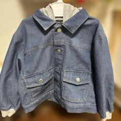 コムサイズム 100 春アウター デニム風ジャケット フード取外し可