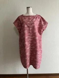 着物リメイク　ワンピース　チュニック　ボートネック　半袖　おしゃれなワンピース