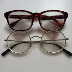 JINS べっ甲柄 四角形&丸形メガネセット　オンディーズ　オンデーズ