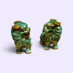 陶器製 シーサー 置物 縁起物 ペア 補修歴あり！