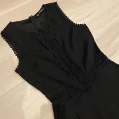 ZARA 刺繍　黒のレース装飾オールインワン