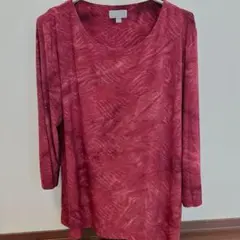 美品✨️JM COLLECTION 赤 波模様 チュニック 【XL】 海外古着