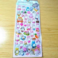 ボンボンドロップシール　うるちゅる風　動物ボンボンシール　ウサギ　ぷくぷく