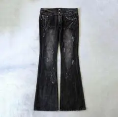 archive damage paint flared denim Y2K
