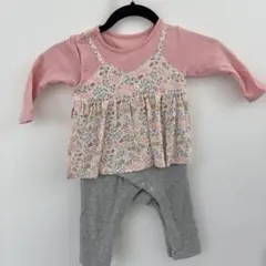 花柄ロンパース 80サイズ ピンク・グレー