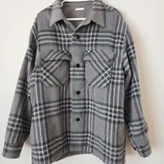 GUジャケット　コート　チェック柄　グレー