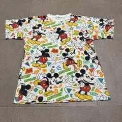 Disney 半袖　tシャツ 白　総柄　ミッキー　ビンテージ 90s