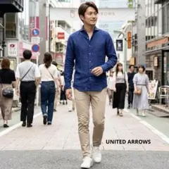 UNITED ARROWS ネイビー 麻 長袖シャツ　24A993