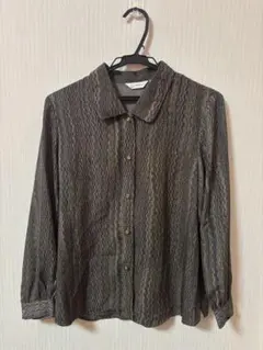 長袖シャツ 黒とグレーのストライプ　古着　ヴィンテージ　シャツ