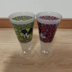 ミッキー ミニー ステンドグラス風グラス 2個セット