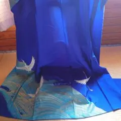 舞踊　着物　青　鶴