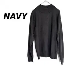 2168M ネイビー　長袖ニットセーター　トップス　ハイネック　無地　シンプル