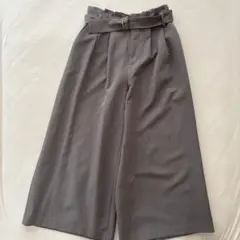 プリーツ ガウチョパンツ ベルト付き