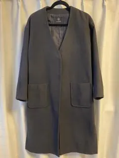【w closet】ノーカラーコート　ダークグレー