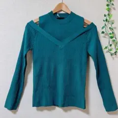 INGNI グリーン 【M】オフショルダー ニット 青緑 肩出し レディース