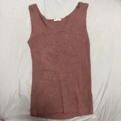 GU リブ タンクトップ くすみピンク S