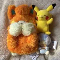 もふぐっと　くつろぎタイムぬいぐるみ　パモ　ピカチュウ　ポッチャマ